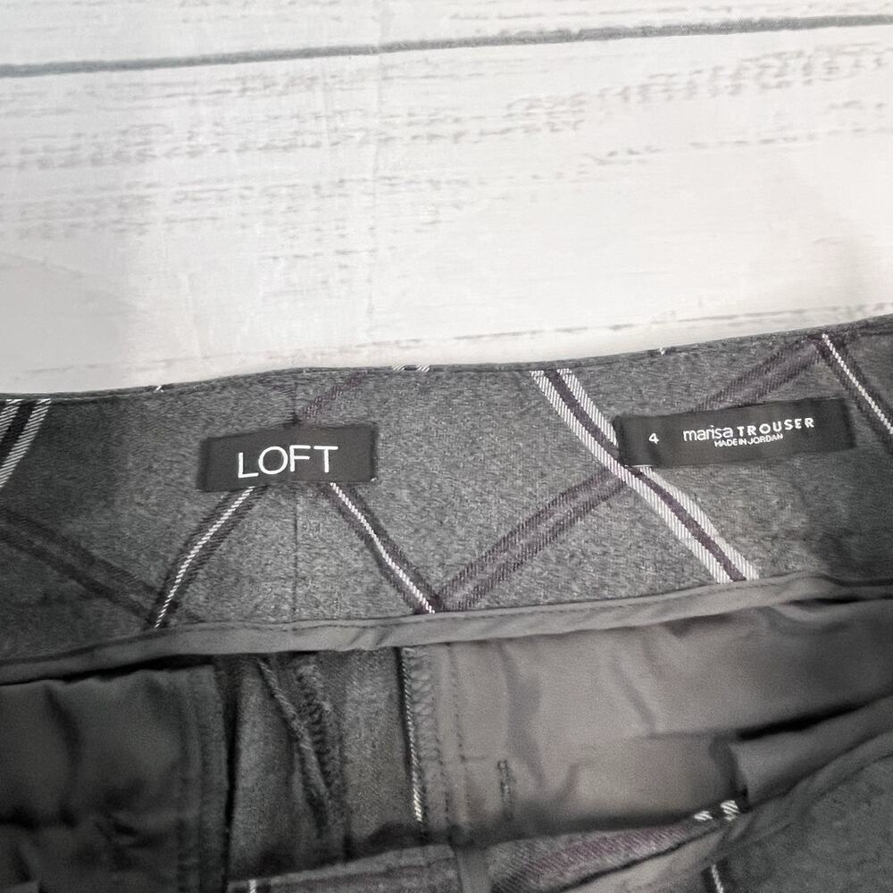Ann Taylor Loft Pants size 4 Marisa Trouser Gray Purple Plaid Stretch Career - Picture 5 of 7